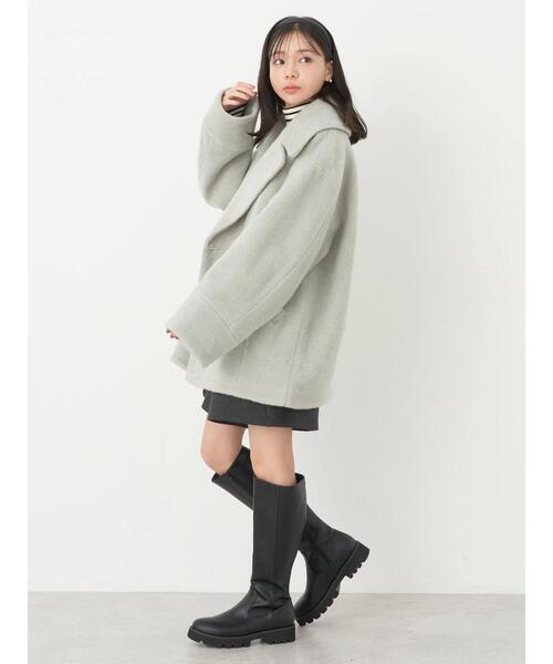 earth music&ecology（アースミュージックアンドエコロジー）の「BIGカラーコクーンコート（その他アウター・レディース・ベージュ/モカ/ミント・M/L）」の13枚目の写真