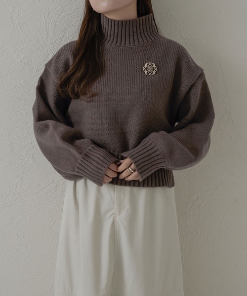 セール】ラメハイネックニット＆ブローチセット／WEB/EC限定商品