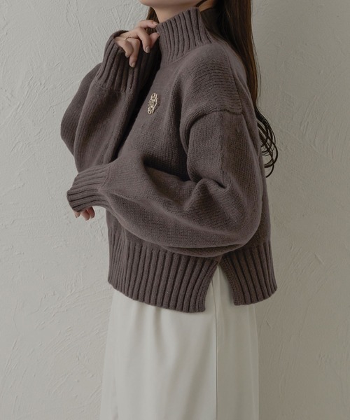 Ambre Neige（アンブルネージュ）の「ラメハイネックニット＆ブローチセット／WEB/EC限定商品（ニット/セーター・レディース・チャコールグレー/ベビーピンク/アイボリー/ブラック・FREE）」の20枚目の写真