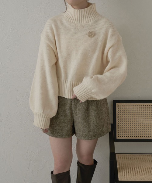 Ambre Neige（アンブルネージュ）の「ラメハイネックニット＆ブローチセット／WEB/EC限定商品（ニット/セーター・レディース・チャコールグレー/ベビーピンク/アイボリー/ブラック・FREE）」の9枚目の写真