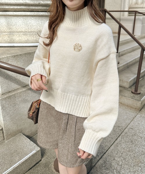 Ambre Neige（アンブルネージュ）の「ラメハイネックニット＆ブローチセット／WEB/EC限定商品（ニット/セーター・レディース・チャコールグレー/ベビーピンク/アイボリー/ブラック・FREE）」の8枚目の写真