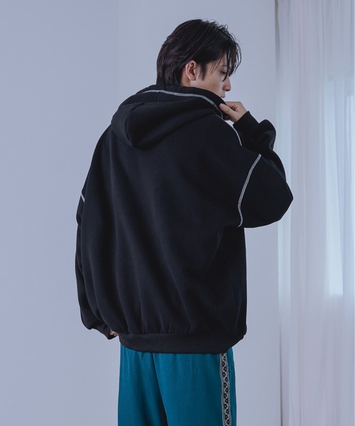 Ellno Loset（エルノロゼット）の「ダブルジップステッチパーカー（パーカー・メンズ・ネイビー/ブラック・MEDIUM/LARGE/SMALL）」の4枚目の写真