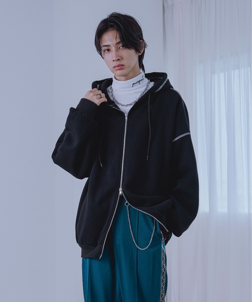 Ellno Loset（エルノロゼット）の「ダブルジップステッチパーカー（パーカー・メンズ・ネイビー/ブラック・MEDIUM/LARGE/SMALL）」の5枚目の写真