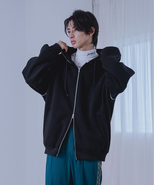 Ellno Loset（エルノロゼット）の「ダブルジップステッチパーカー（パーカー・メンズ・ネイビー/ブラック・MEDIUM/LARGE/SMALL）」の6枚目の写真