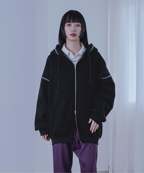 Ellno Loset（エルノロゼット）の「ダブルジップステッチパーカー（パーカー・メンズ・ネイビー/ブラック・MEDIUM/LARGE/SMALL）」の9枚目の写真