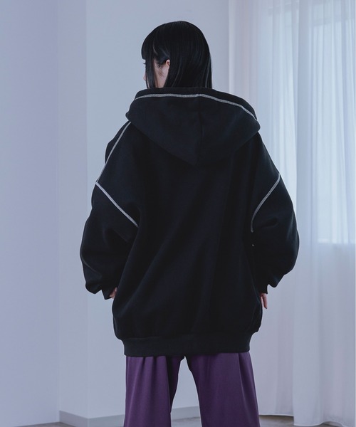 Ellno Loset（エルノロゼット）の「ダブルジップステッチパーカー（パーカー・メンズ・ネイビー/ブラック・MEDIUM/LARGE/SMALL）」の12枚目の写真