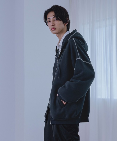 Ellno Loset（エルノロゼット）の「ダブルジップステッチパーカー（パーカー・メンズ・ネイビー/ブラック・MEDIUM/LARGE/SMALL）」の17枚目の写真