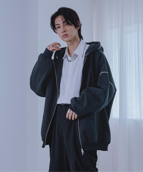 Ellno Loset（エルノロゼット）の「ダブルジップステッチパーカー（パーカー・メンズ・ネイビー/ブラック・MEDIUM/LARGE/SMALL）」の19枚目の写真