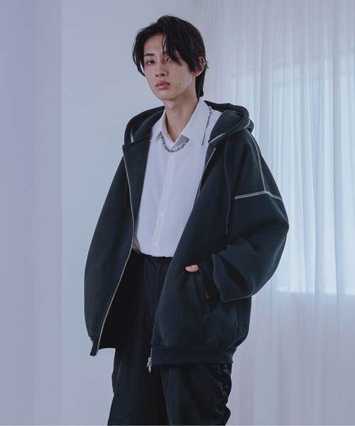 Ellno Loset（エルノロゼット）の「ダブルジップステッチパーカー（パーカー・メンズ・ネイビー/ブラック・MEDIUM/LARGE/SMALL）」の20枚目の写真