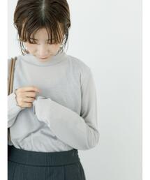 Samansa Mos2 blue | ボトルネックシアーカットソー(Tシャツ/カットソー)