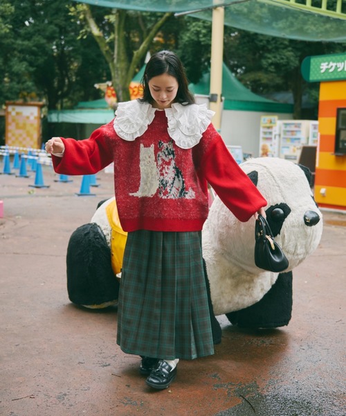 DOROTHY☆ドロシー☆ブラウス＆スカート☆グレー セール】配色レース長袖トップス（シャツ/ブラウス）｜ROJITA