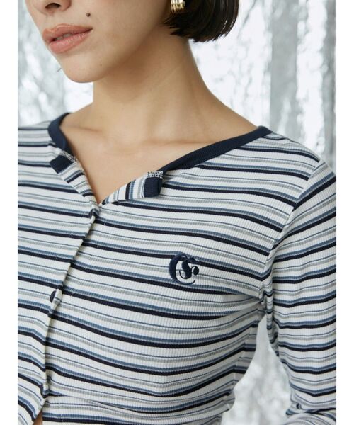 EVRIS（エヴリス）の「ワンポイントフロントボタンショートトップス（Tシャツ/カットソー・レディース・その他1/グリーン/ブラック/ホワイト・FREE）」の6枚目の写真