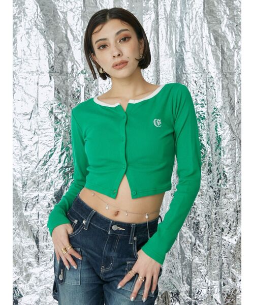 EVRIS（エヴリス）の「ワンポイントフロントボタンショートトップス（Tシャツ/カットソー・レディース・その他1/グリーン/ブラック/ホワイト・FREE）」の10枚目の写真