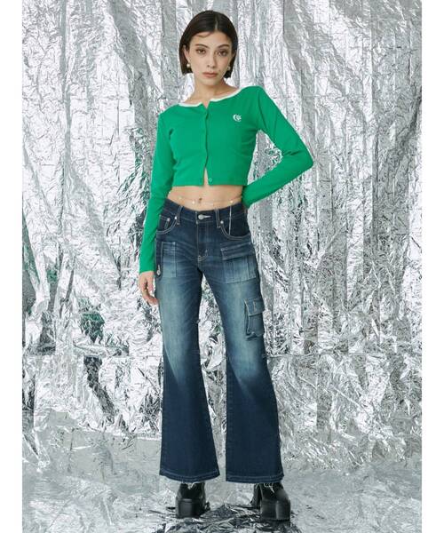 EVRIS（エヴリス）の「ワンポイントフロントボタンショートトップス（Tシャツ/カットソー・レディース・その他1/グリーン/ブラック/ホワイト・FREE）」の11枚目の写真