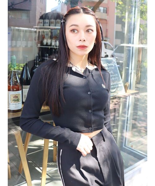 EVRIS（エヴリス）の「ワンポイントフロントボタンショートトップス（Tシャツ/カットソー・レディース・その他1/グリーン/ブラック/ホワイト・FREE）」の13枚目の写真