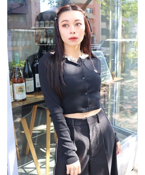 EVRIS（エヴリス）の「ワンポイントフロントボタンショートトップス（Tシャツ/カットソー・レディース・その他1/グリーン/ブラック/ホワイト・FREE）」の15枚目の写真