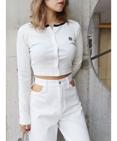 EVRIS（エヴリス）の「ワンポイントフロントボタンショートトップス（Tシャツ/カットソー・レディース・その他1/グリーン/ブラック/ホワイト・FREE）」の20枚目の写真