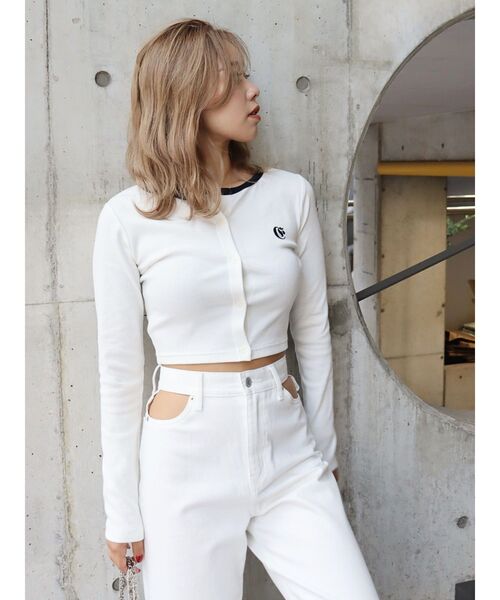 EVRIS（エヴリス）の「ワンポイントフロントボタンショートトップス（Tシャツ/カットソー・レディース・その他1/グリーン/ブラック/ホワイト・FREE）」の22枚目の写真