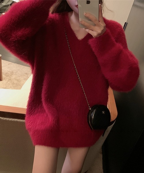 FREE STYLISTS(フリー スタイリスト)の「YUGA_YGMC Vネック シャギーボア ミニワンピース(ワンピース・レディース・ホワイト/レッド/ライトブルー/ブラック/ベージュ・FREE)」の18枚目の写真