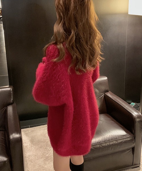 FREE STYLISTS(フリー スタイリスト)の「YUGA_YGMC Vネック シャギーボア ミニワンピース(ワンピース・レディース・ホワイト/レッド/ライトブルー/ブラック/ベージュ・FREE)」の19枚目の写真