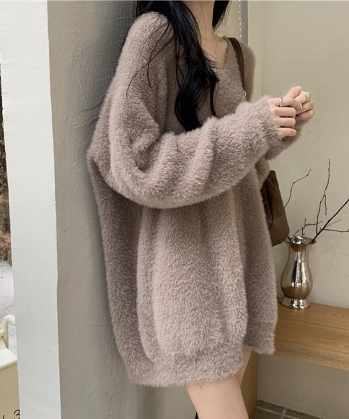 FREE STYLISTS(フリー スタイリスト)の「YUGA_YGMC Vネック シャギーボア ミニワンピース(ワンピース・レディース・ホワイト/レッド/ライトブルー/ブラック/ベージュ・FREE)」の13枚目の写真