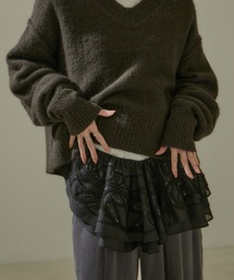 SALON adam et rope' | オーガンジーエンブロイダリーラッフルストール/付け襟(ストール/ショール)