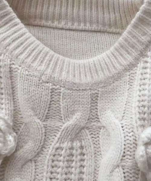 Primazel（プリマゼル）の「フラワーニットコサージュセーター（ニット/セーター・レディース・アイボリー/モカ・M）」の8枚目の写真