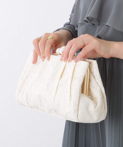 Lace Ladies(レースレディース)の「総レース パール がま口 クラッチ バッグ(クラッチバッグ・レディース・アイボリー/ブラック・FREE)」の14枚目の写真