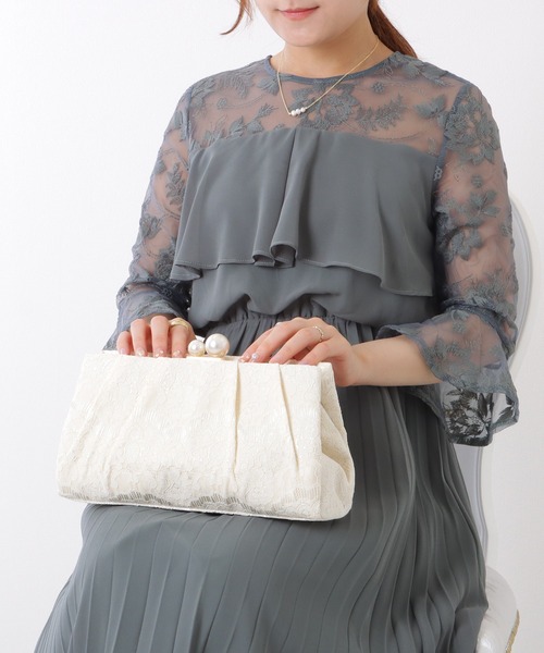 Lace Ladies(レースレディース)の「総レース パール がま口 クラッチ バッグ(クラッチバッグ・レディース・アイボリー/ブラック・FREE)」の18枚目の写真
