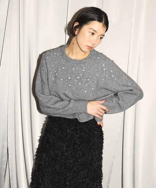 SLOBE IENA（スローブイエナ）の「habiミックスビジューニット（ニット