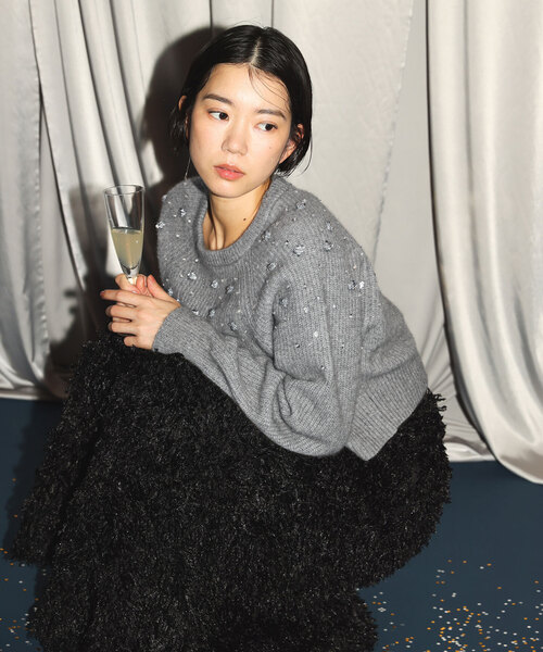 SLOBE IENA（スローブイエナ）の「habiミックスビジューニット（ニット