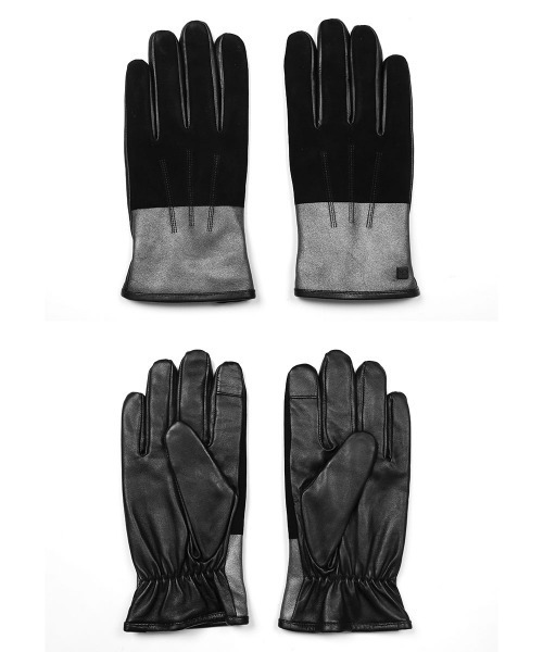 Calvin Klein（カルバン・クライン）の「Calvin Klein カルバンクライン MATTE STRIPED SUEDE GLOVE 手袋（手袋・メンズ・ブラック・FREE）」の2枚目の写真