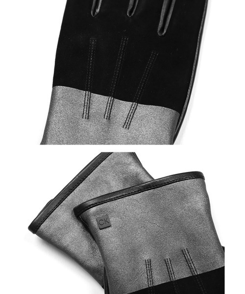 Calvin Klein（カルバン・クライン）の「Calvin Klein カルバンクライン MATTE STRIPED SUEDE GLOVE 手袋（手袋・メンズ・ブラック・FREE）」の3枚目の写真