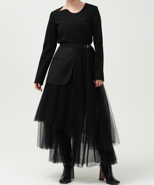 LEANN MOMENT（リーンモーメント）の「Asymmetry tulle skirt（スカート・レディース・ホワイト/ブラック・SMALL/MEDIUM）」の14枚目の写真