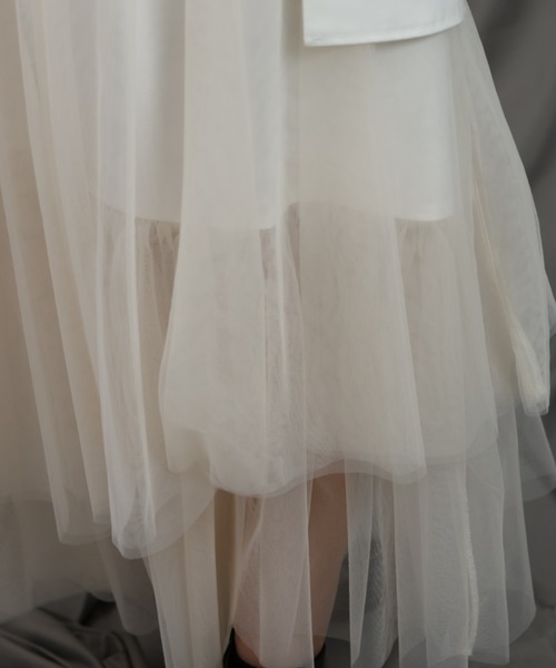 LEANN MOMENT（リーンモーメント）の「Asymmetry tulle skirt（スカート・レディース・ホワイト/ブラック・SMALL/MEDIUM）」の6枚目の写真