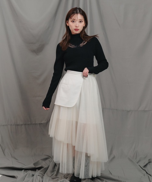 LEANN MOMENT（リーンモーメント）の「Asymmetry tulle skirt（スカート・レディース・ホワイト/ブラック・SMALL/MEDIUM）」の10枚目の写真