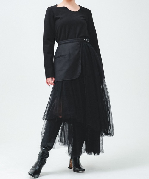 LEANN MOMENT（リーンモーメント）の「Asymmetry tulle skirt（スカート・レディース・ホワイト/ブラック・SMALL/MEDIUM）」の13枚目の写真