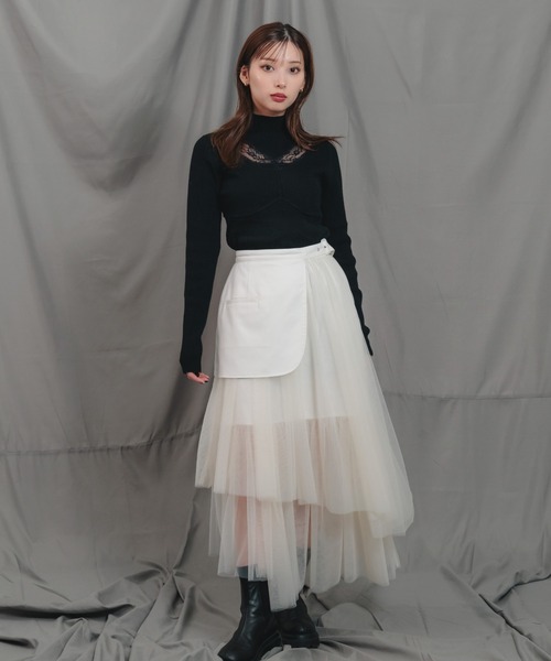 LEANN MOMENT（リーンモーメント）の「Asymmetry tulle skirt（スカート・レディース・ホワイト/ブラック・SMALL/MEDIUM）」の22枚目の写真