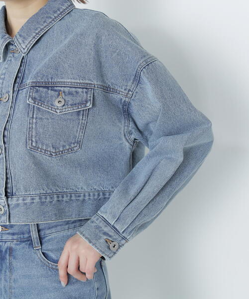 NATURAL BEAUTY BASIC（ナチュラルビューティーベーシック）の「◇デニムショートブルゾン（デニムジャケット・レディース・ダークブルー/ブルー/ブルー系その他2・MEDIUM/SMALL）」の16枚目の写真