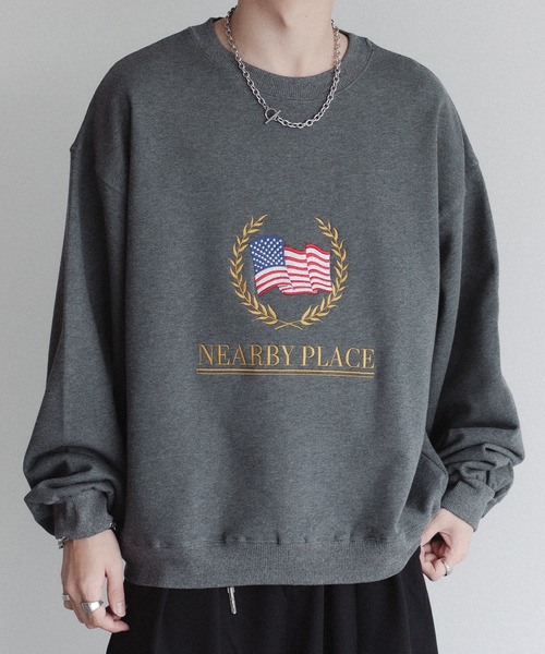 epnok（エプノック）の「アメリカンフラッグルーズスウェット（スウェット・メンズ・グレー/ブラック/ネイビー・SMALL/MEDIUM/LARGE）」の3枚目の写真