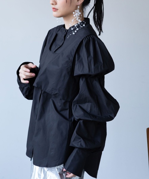 bohmal（ボマール）の「ビスチェセットパフスリーブシャツ（シャツ/ブラウス・レディース・ホワイト/ブラック・FREE）」の2枚目の写真