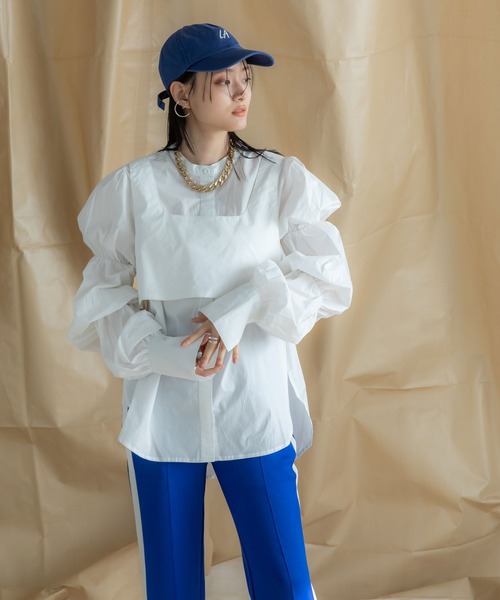 bohmal（ボマール）の「ビスチェセットパフスリーブシャツ（シャツ/ブラウス・レディース・ホワイト/ブラック・FREE）」の6枚目の写真