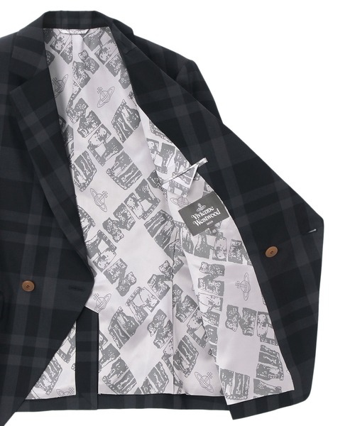Vivienne Westwood MAN(ヴィヴィアンウエストウッドマン)の「"CUBIST CHECK" カミラジャケット【149023 2005】(テーラードジャケット・メンズ・ブラック・44/46/48/50)」の2枚目の写真