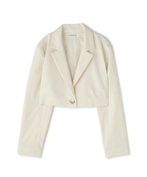 NATURAL BEAUTY BASIC(ナチュラルビューティーベーシック)の「◇シングルテーラーショートジャケット(テーラードジャケット・レディース・グレー/オフホワイト・FREE)」の3枚目の写真