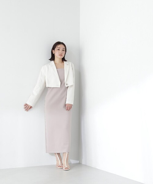 NATURAL BEAUTY BASIC(ナチュラルビューティーベーシック)の「◇シングルテーラーショートジャケット(テーラードジャケット・レディース・グレー/オフホワイト・FREE)」の4枚目の写真