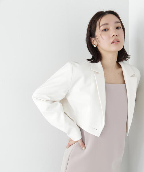 NATURAL BEAUTY BASIC(ナチュラルビューティーベーシック)の「◇シングルテーラーショートジャケット(テーラードジャケット・レディース・グレー/オフホワイト・FREE)」の12枚目の写真