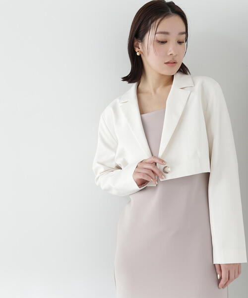 NATURAL BEAUTY BASIC(ナチュラルビューティーベーシック)の「◇シングルテーラーショートジャケット(テーラードジャケット・レディース・グレー/オフホワイト・FREE)」の14枚目の写真