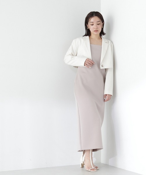 NATURAL BEAUTY BASIC(ナチュラルビューティーベーシック)の「◇シングルテーラーショートジャケット(テーラードジャケット・レディース・グレー/オフホワイト・FREE)」の6枚目の写真