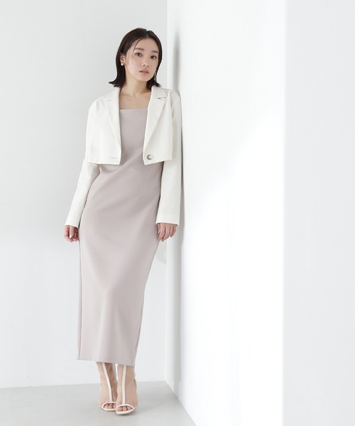 NATURAL BEAUTY BASIC(ナチュラルビューティーベーシック)の「◇シングルテーラーショートジャケット(テーラードジャケット・レディース・グレー/オフホワイト・FREE)」の7枚目の写真