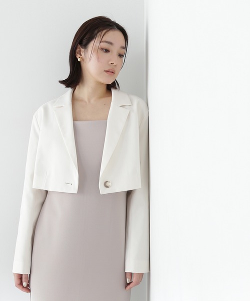 NATURAL BEAUTY BASIC(ナチュラルビューティーベーシック)の「◇シングルテーラーショートジャケット(テーラードジャケット・レディース・グレー/オフホワイト・FREE)」の9枚目の写真